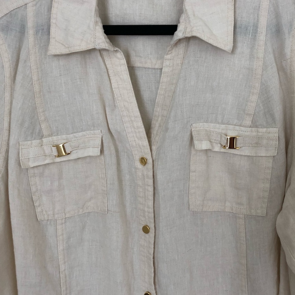 Jm Collection Plus Size Button Down Linen Blouse - image 4